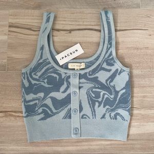 PACSUN NWT LA HEARTS Blue Marbled Cropped Knit Tank Top